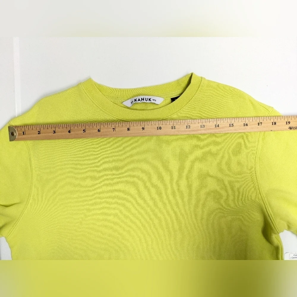 Kanuk Koroc crewneck Sweatshirt Lime Green 100% Cotton Canada size XS - Picture 6 of 12